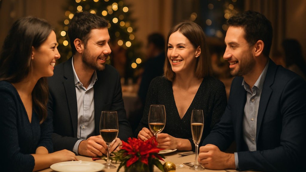 Gruppo di adulti in contesto sociale per Capodanno